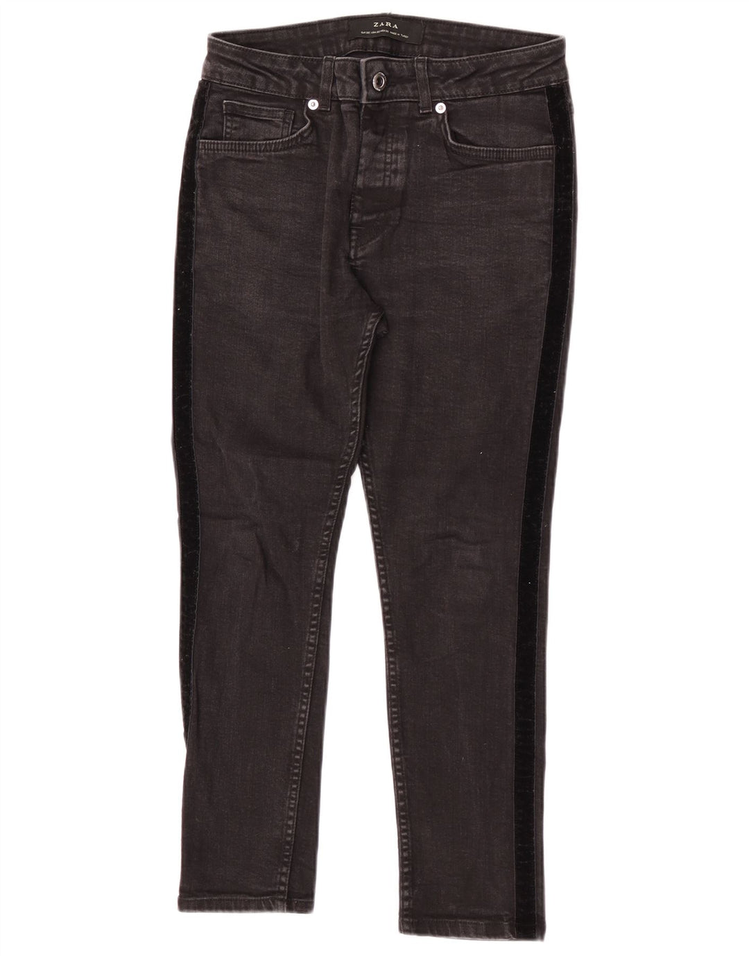 Zara Herren-Jeans, kurz geschnitten, EU 38, Größe S, W30, L24, Schwarz, Farbblock