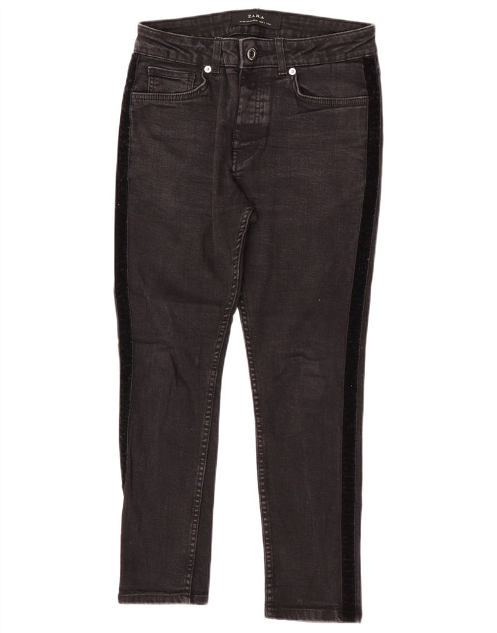 Zara Herren-Jeans, kurz geschnitten, EU 38, Größe S, W30, L24, Schwarz, Farbblock