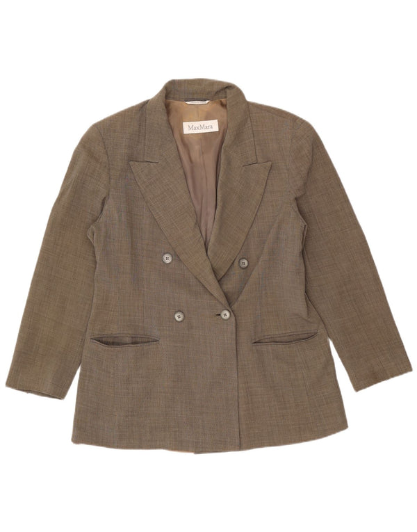Max Mara Damen Zweireiher-Blazerjacke UK 16 Large Khaki Schurwolle