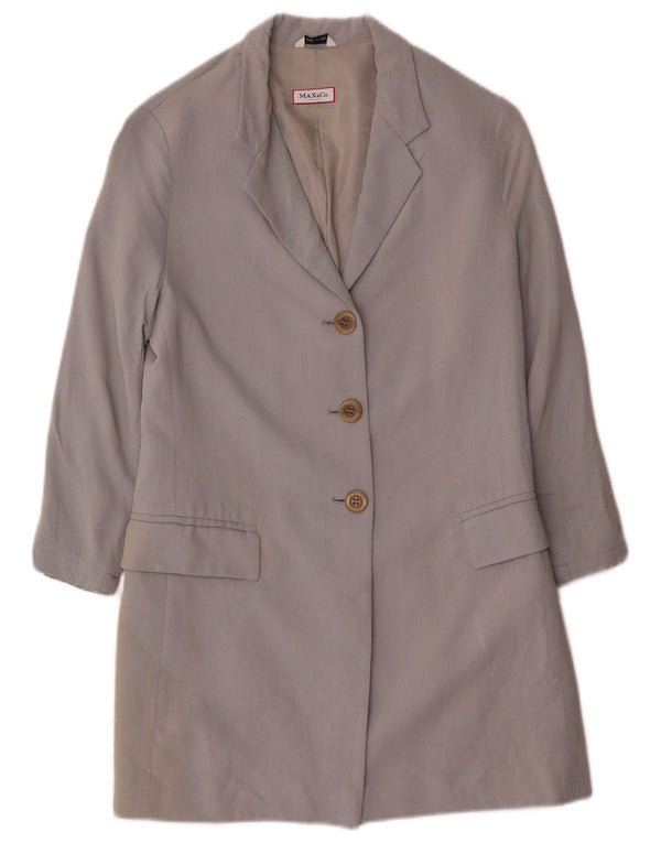 Max & Co. Damen Longline 3-Knopf-Blazerjacke UK 10 Small Graue Viskose