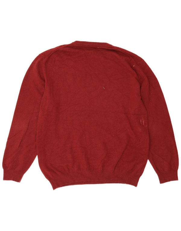 Gant Herren-Pullover mit V-Ausschnitt, 3XL, Burgunderrot, Merinowolle