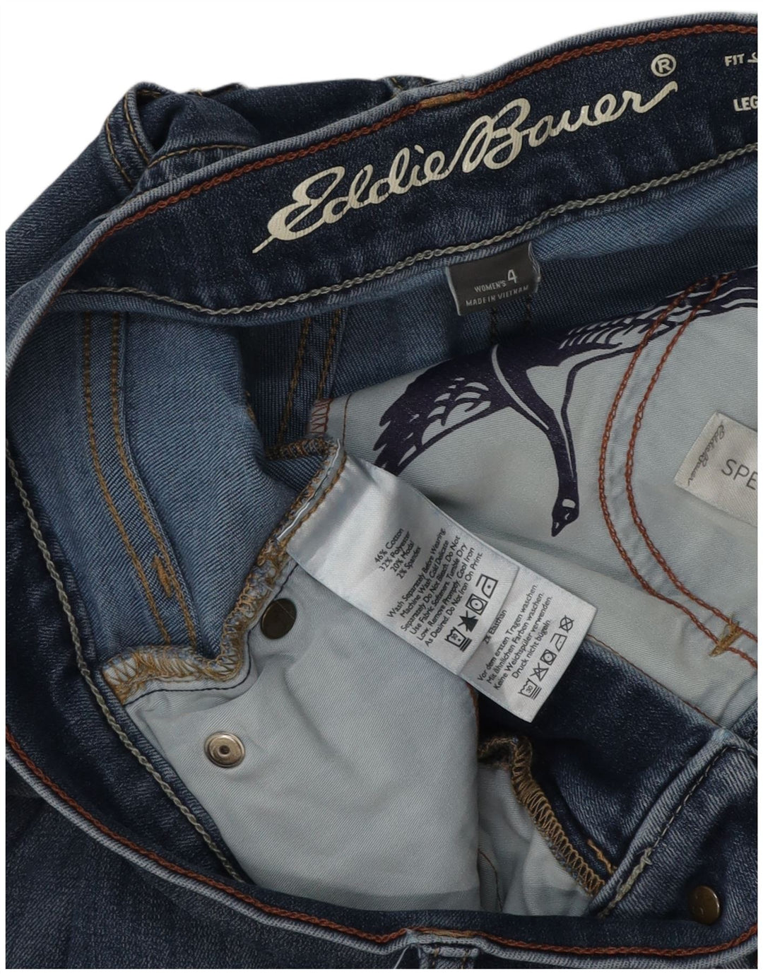 EDDIE BAUER Damen leicht kurvige Slim-Jeans US 4 Small W28 L30 Blau