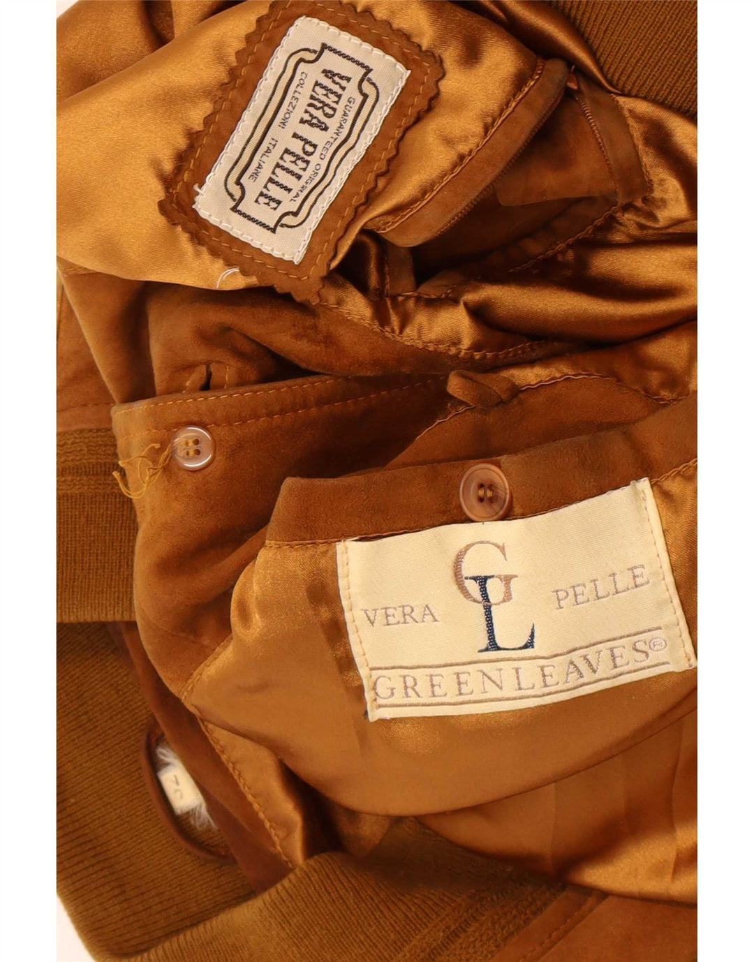 Grüne Blätter Herren Wildleder Bomberjacke IT 52 XL Beige Leder