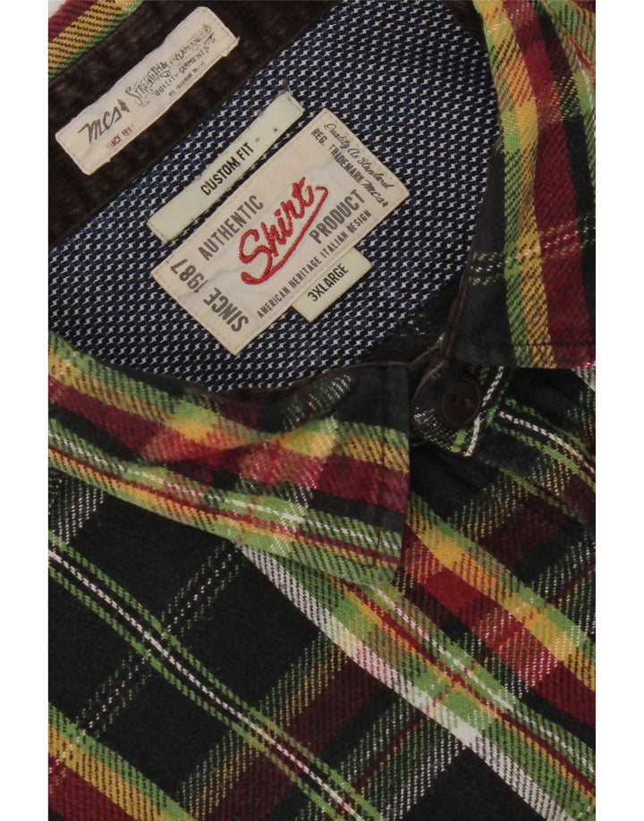 Marlboro Classics Herren kariertes Flanellhemd mit individueller Passform, 3XL, schwarz kariert