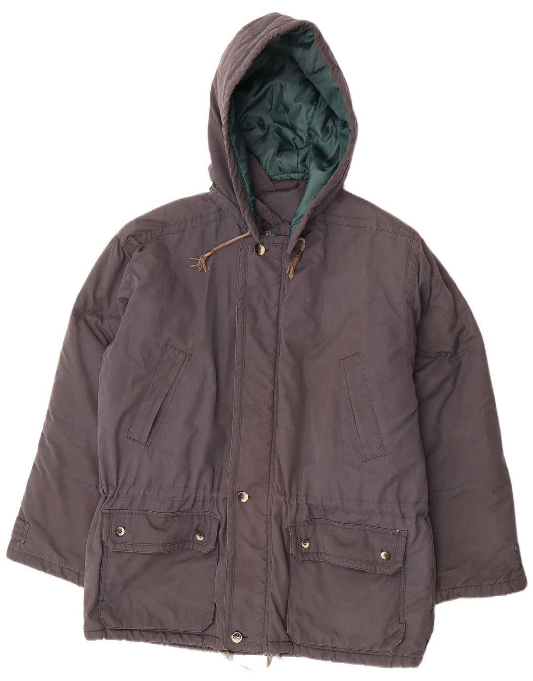 Leader Wattierter Herrenmantel mit Kapuze, UK 42, XL, Grau, Polyester
