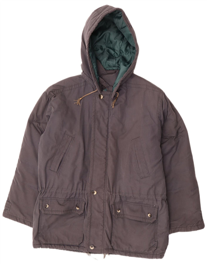 Leader Wattierter Herrenmantel mit Kapuze, UK 42, XL, Grau, Polyester