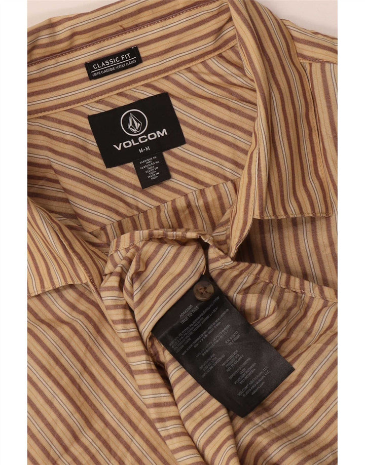 Volcom Herren Kurzarm-Hemd mit klassischer Passform, mittelbeigefarben, gestreift, Polyester