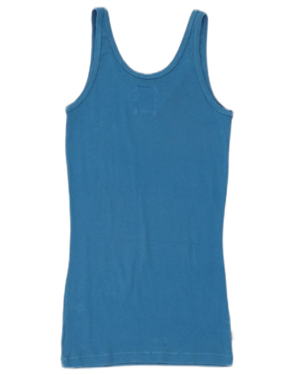 Franklin & Marshall Damen Grafik-Trägershirt UK 12 Mittelblaue Baumwolle