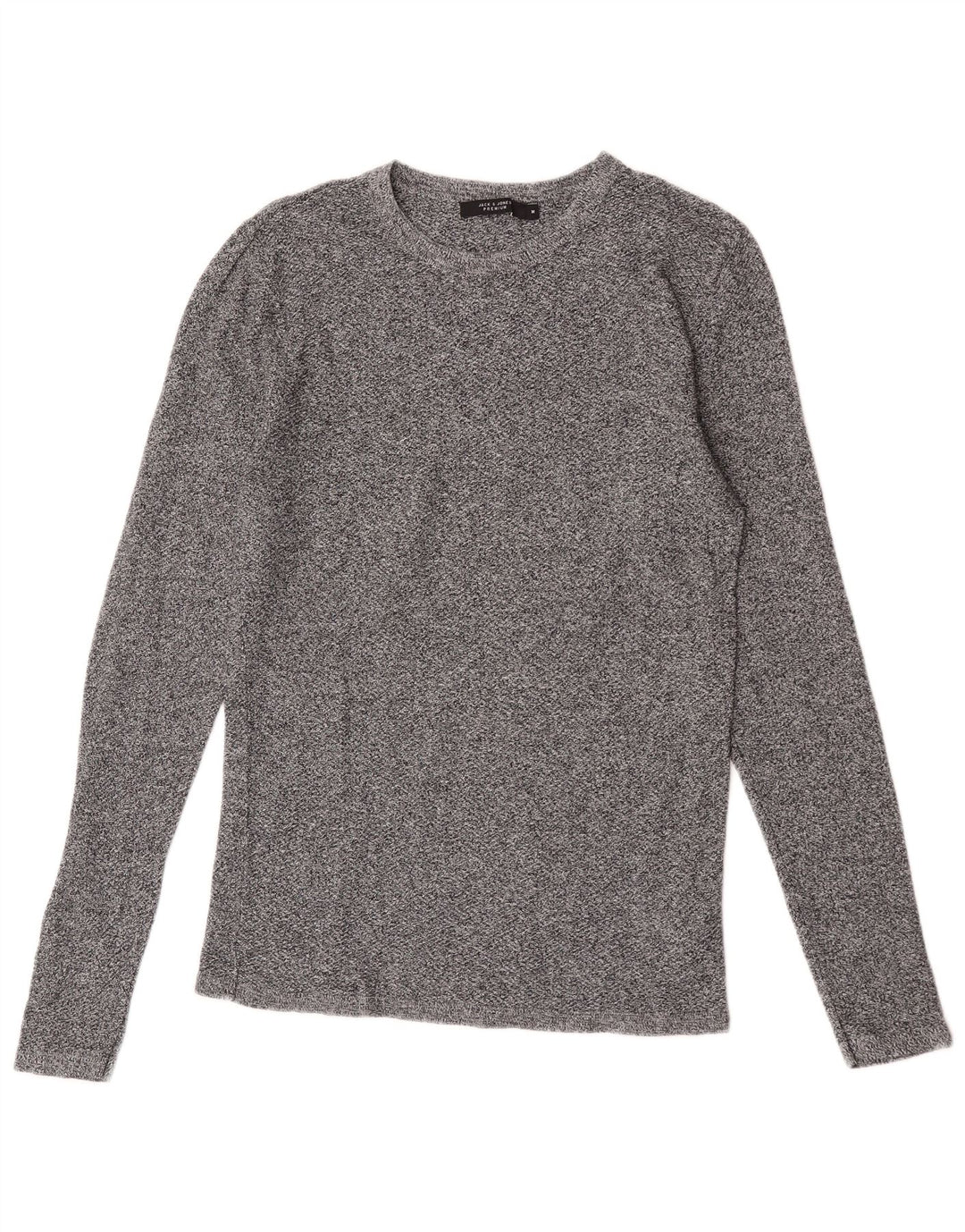 Jack & Jones Herren-Oberteil, langärmelig, mittelgrau gefleckte Baumwolle