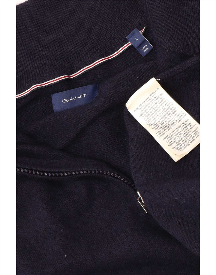 Gant Herren-Pullover mit Reißverschluss am Hals, große marineblaue Wolle