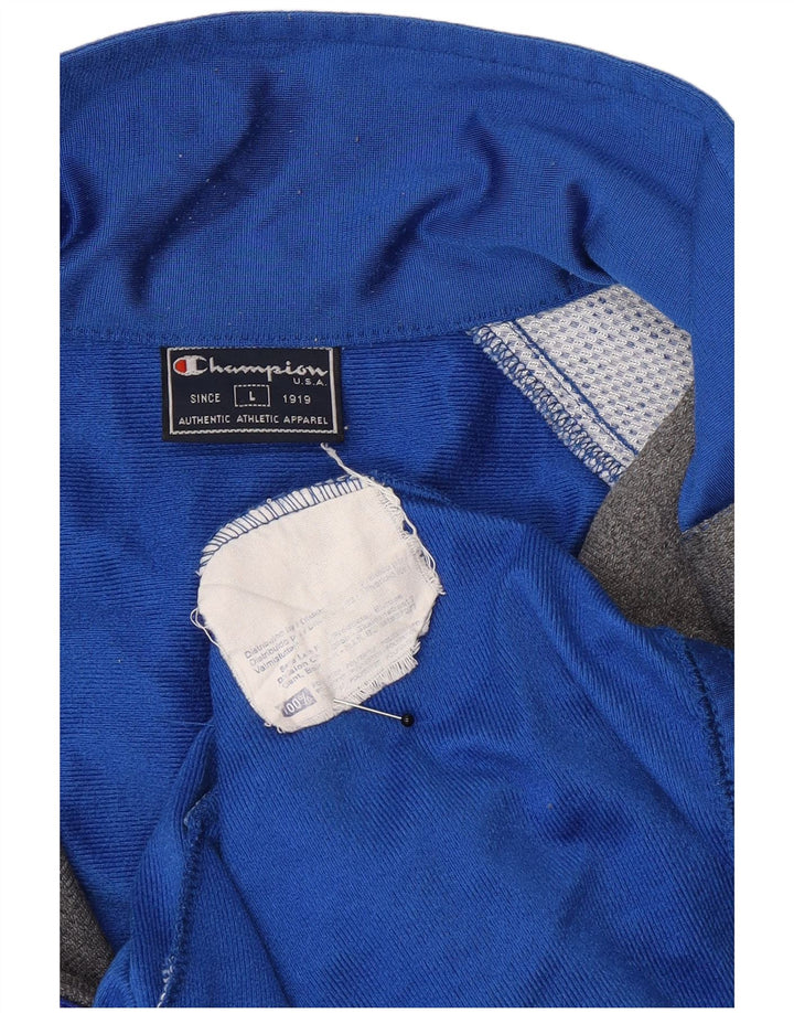 Champion Herren-Trainingsanzugoberteil mit Grafik, groß, blaues Farbblock-Polyester