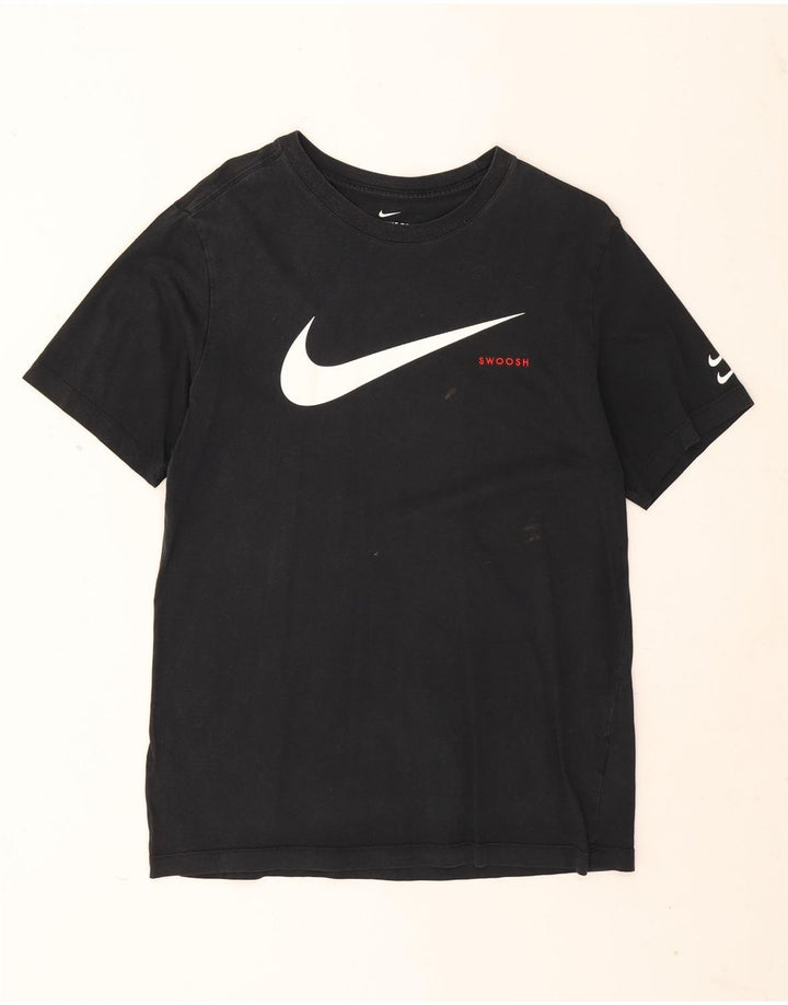 Nike Herren-T-Shirt mit Swoosh-Grafik, mittelschwarze Baumwolle