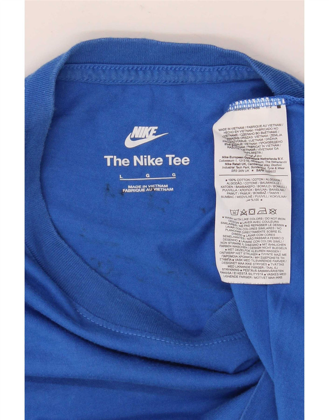 Nike Herren T-Shirt Top Large Blau Baumwolle