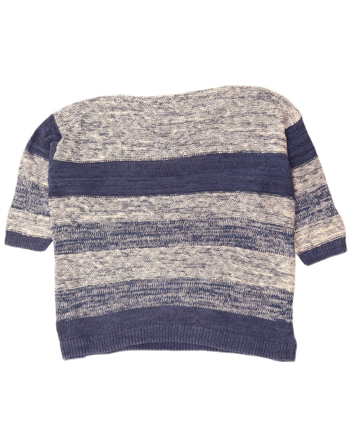 CHAPS Damen-Pullover mit 3/4-Ärmeln und U-Boot-Ausschnitt, UK 22 3XL, grau gestreift