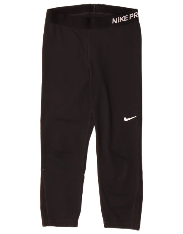Nike Womens Dri Fit Graphic Capri Leggings UK 12 Mittelschwarzes Polyester