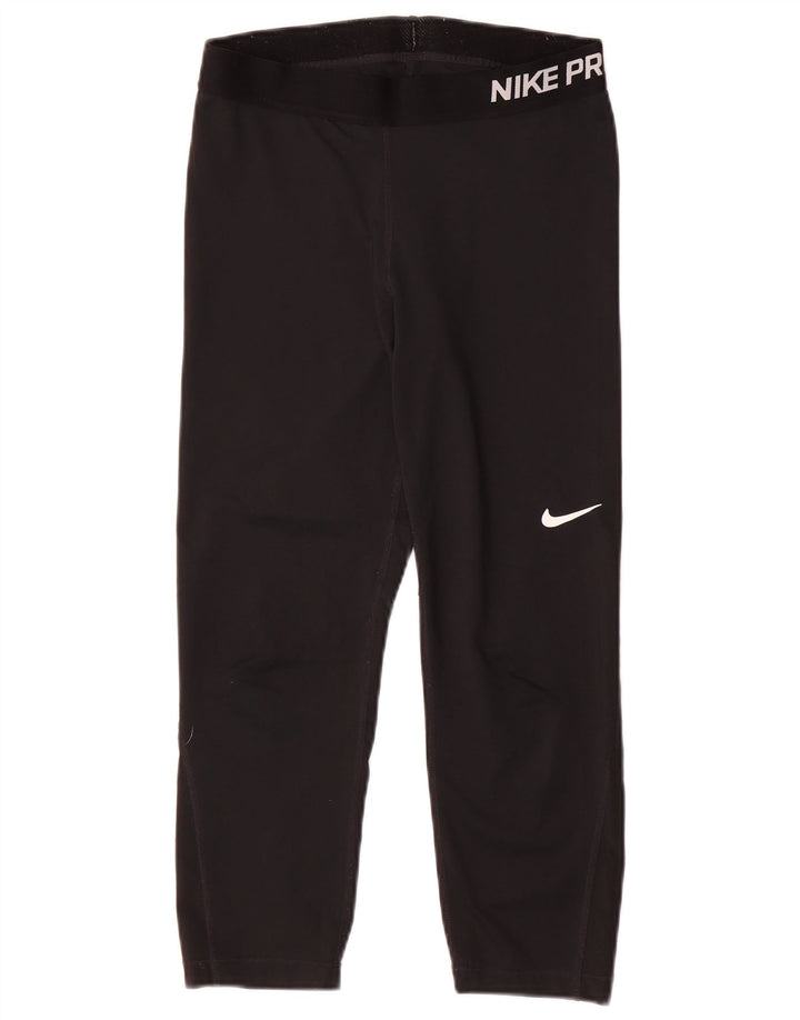 Nike Womens Dri Fit Graphic Capri Leggings UK 12 Mittelschwarzes Polyester