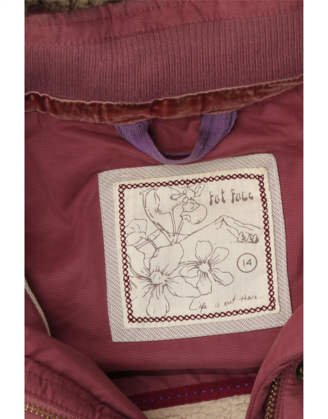 Fat Face Wattierte Damen-Weste mit Kapuze, UK 14, Größe L, Burgunderrot, Polyester