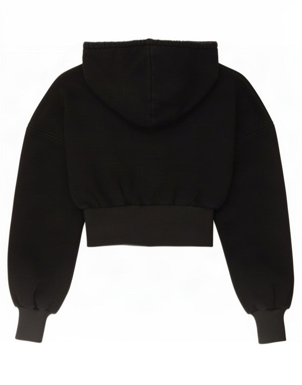 Zara Damen Crop Hoodie Pullover UK 8 Small Schwarz