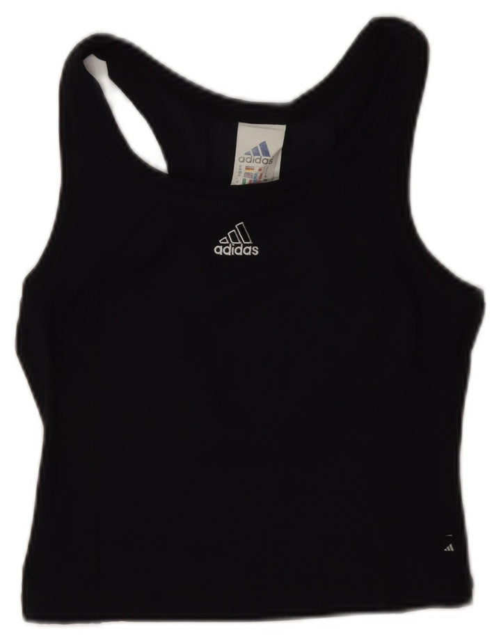 Adidas Damen Crop Vest Top UK 10 Small Schwarz Polyamid