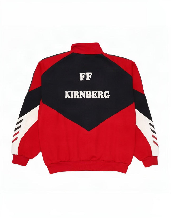 Jako Herren-Trainingsanzug mit grafischem Oberteil, große rote Farbblock-Jacke im 90er-Jahre-Stil