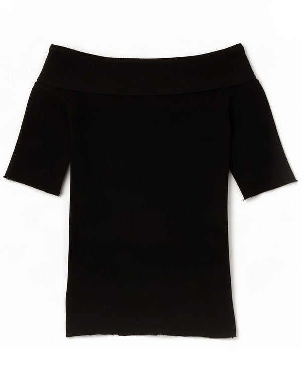 Oasis Damen Crop Off Shoulder Top UK 8 Small Schwarze Viskose
