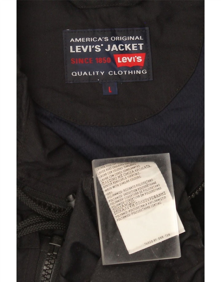 Levi's Herren-Regenjacke mit Kapuze, Größe 40, Größe L, Schwarz, Polyamid