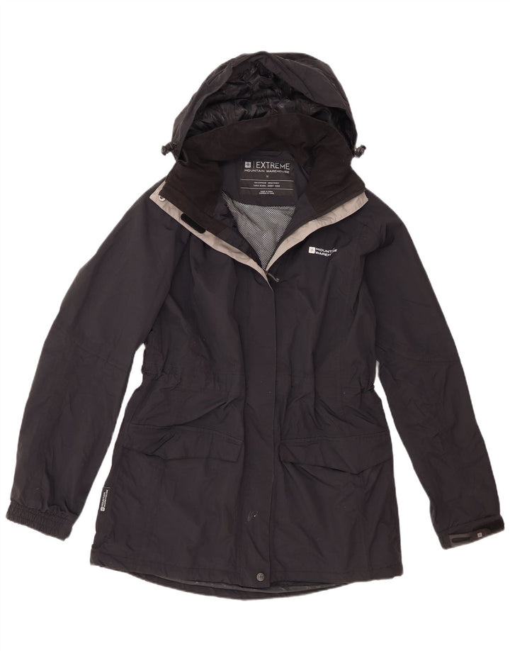 Mountain Warehouse Damen-Regenjacke mit Kapuze, UK 14, Größe L, aus schwarzem Nylon