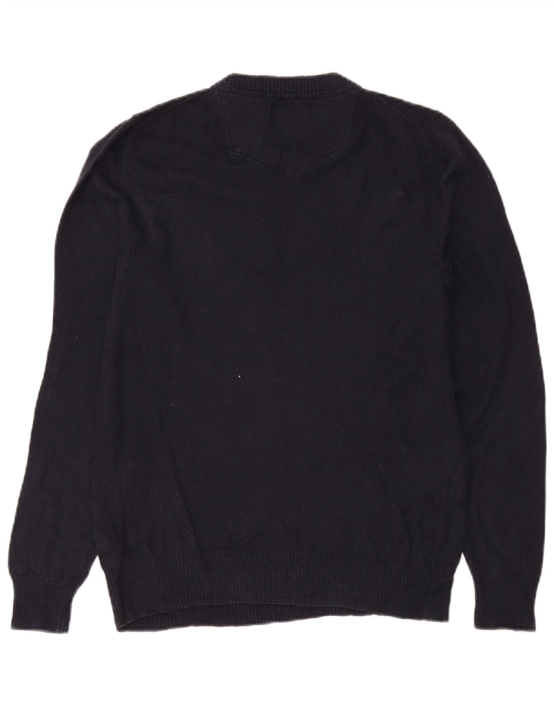 Fat Face Herren-Pullover mit V-Ausschnitt, Größe S, marineblaue Baumwolle