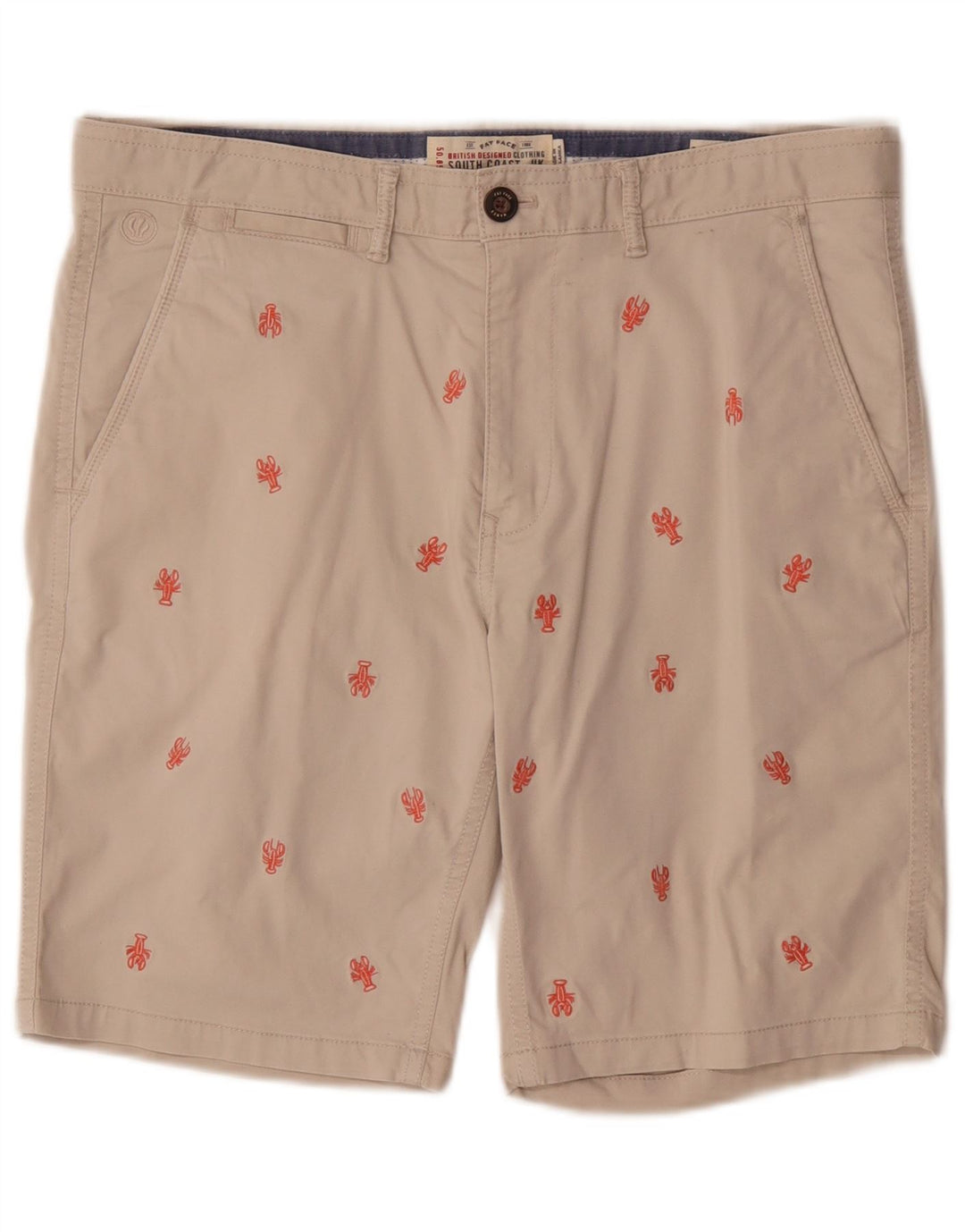 Superdry Herren-Chinoshorts, W34, groß, beige gepunktete Baumwolle