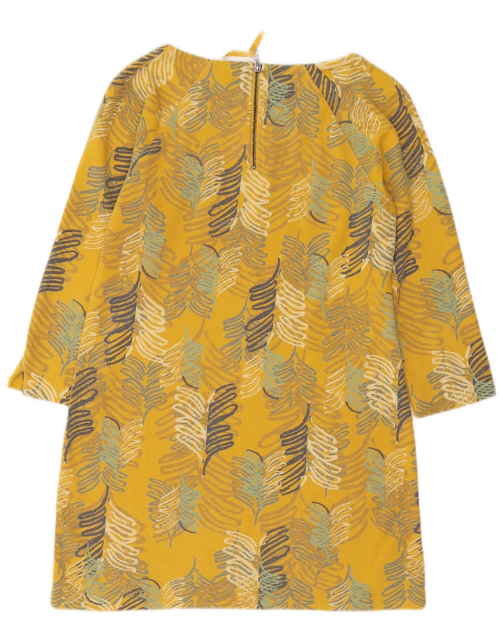 WHITE STUFF Damen-Etuikleid mit 3/4-Ärmeln, Gr. 10, Größe S, Gelb, Blumenmuster, Baumwolle