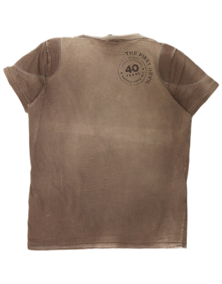 Dainese Herren Grafik-T-Shirt-Oberteil aus mittelbrauner Baumwolle
