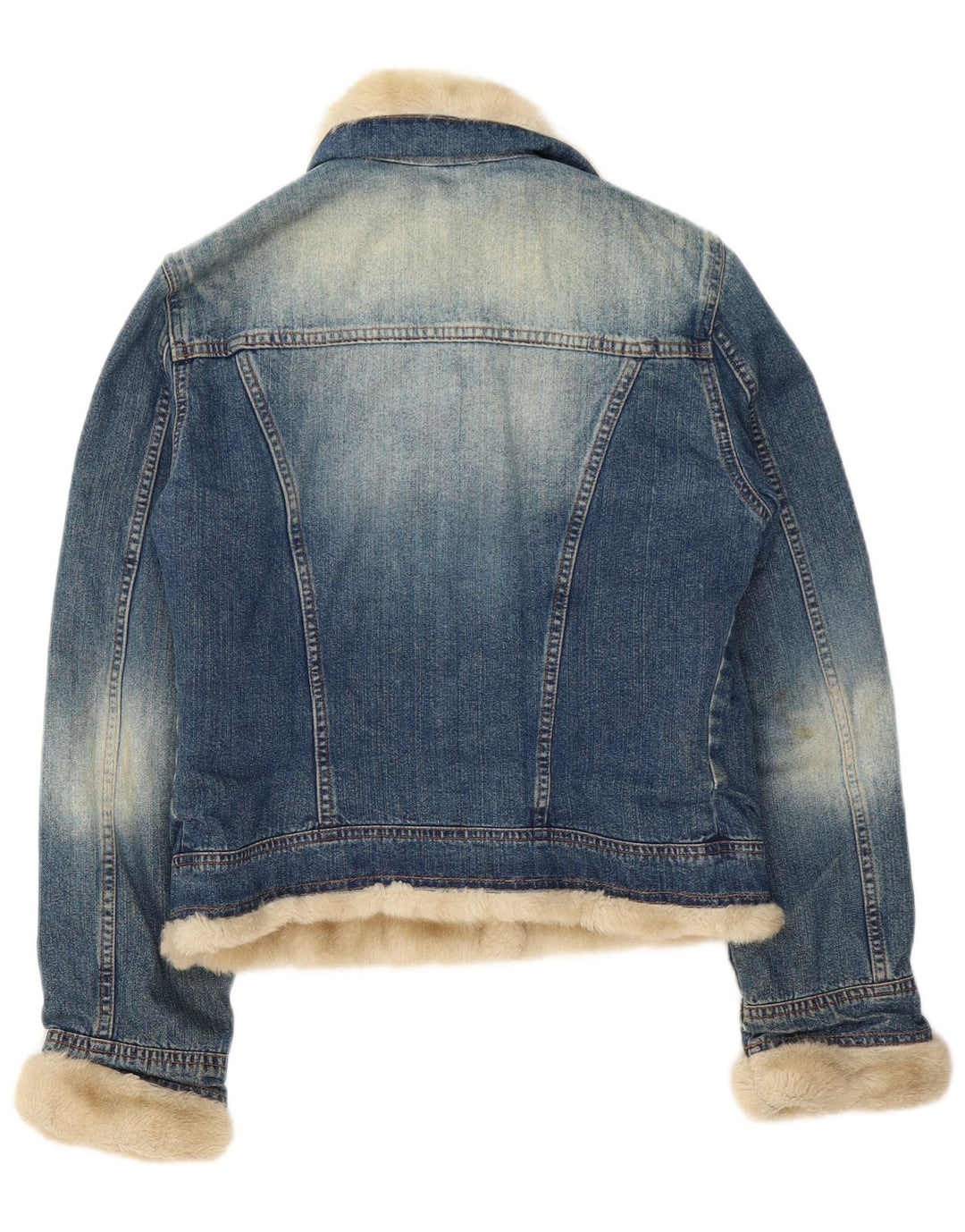 Liu Jo Damen Sherpa Jeansjacke UK 10 Small Blau Baumwolle