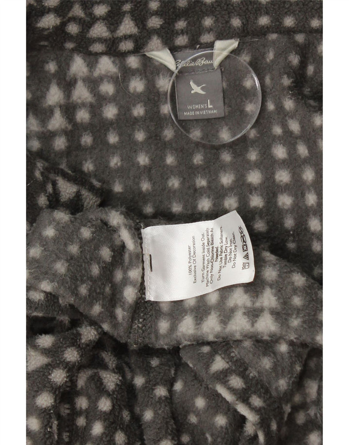 EDDIE BAUER Womens Fleece Jacket UK 16 Large Grey Geometric Polyester Vintage Eddie Bauer and Second-Hand Eddie Bauer from Messina Hembry 