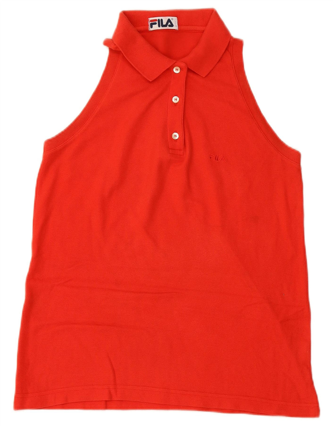 FILA Damen Ärmelloses Poloshirt IT 46 Große rote Baumwolle