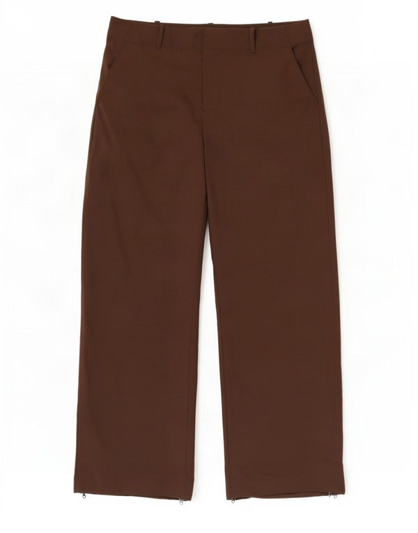 Zara Damen-Chinohose mit hoher Taille und weitem Bein, mittelgroß, W28, L32, Braun