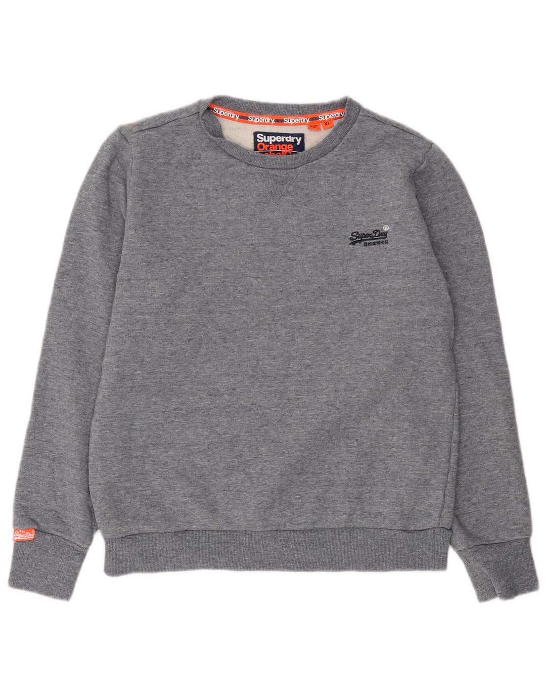 Superdry Herren-Sweatshirt-Pullover XL aus blau gefleckter Baumwolle