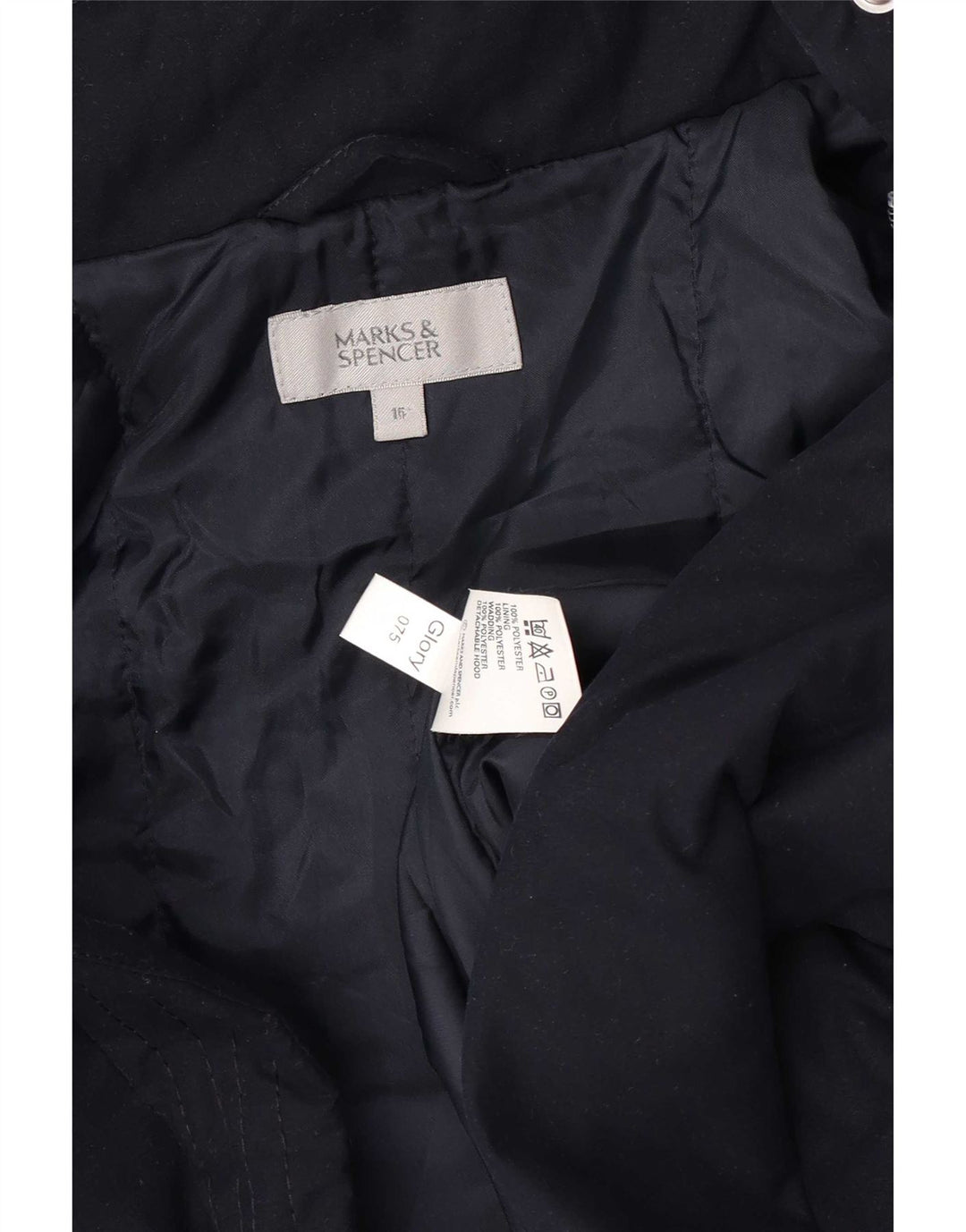 Marks & Spencer Damen-Windbreakerjacke mit Kapuze, Gr. 16, Marineblau