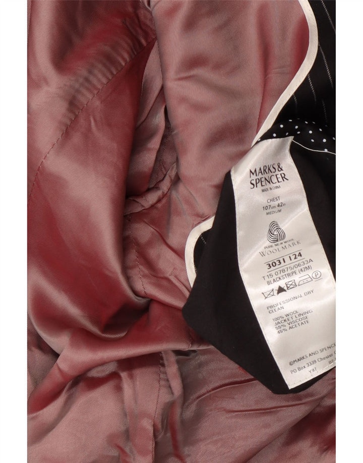 Marks & Spencer Herren-Blazer mit 1 Knopf, UK 38, Mittelschwarz, Nadelstreifen