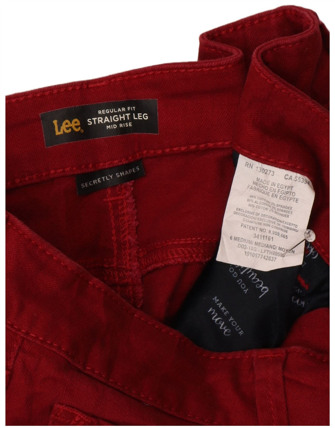 LEE Damen Mid Rise Regular Fit Straight Jeans US 6 Medium W30 L28 Rot