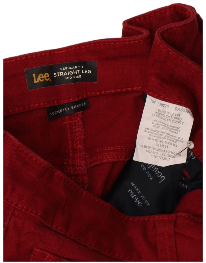 LEE Damen Mid Rise Regular Fit Straight Jeans US 6 Medium W30 L28 Rot