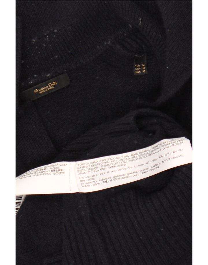 MASSIMO DUTTI Damen Rollkragenpullover Pullover UK 14 Mittelmarineblaue Wolle