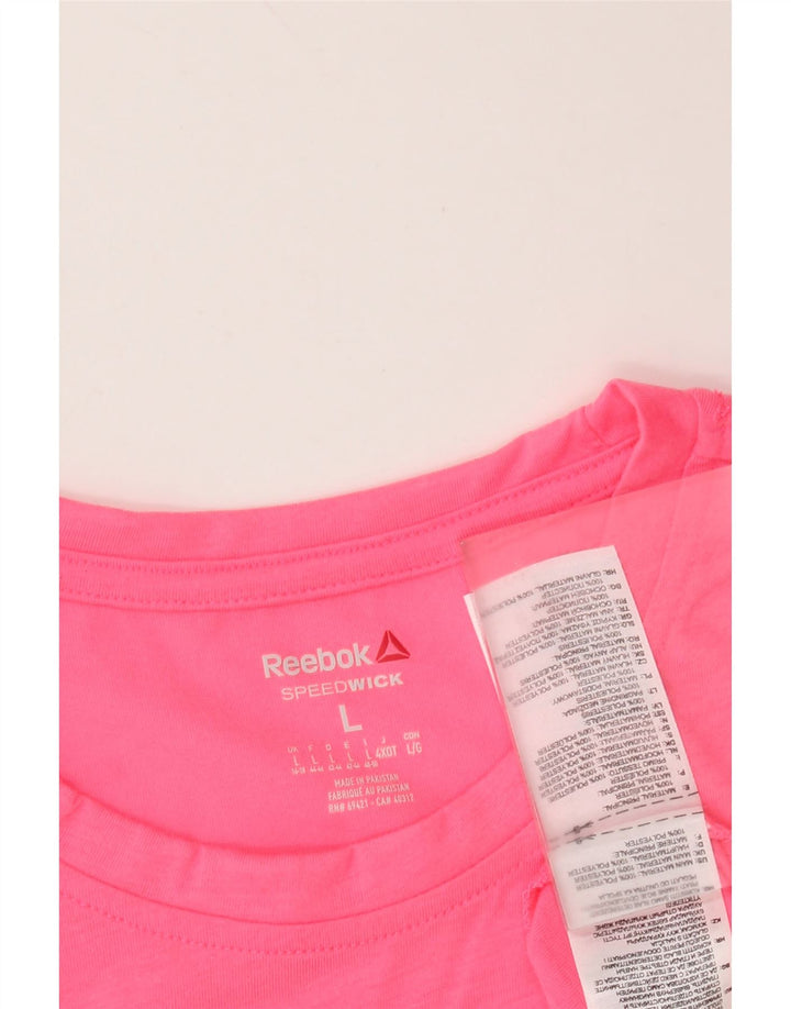 REEBOK Damen Grafik T-Shirt Top UK 16/18 Large Rosa Polyester
