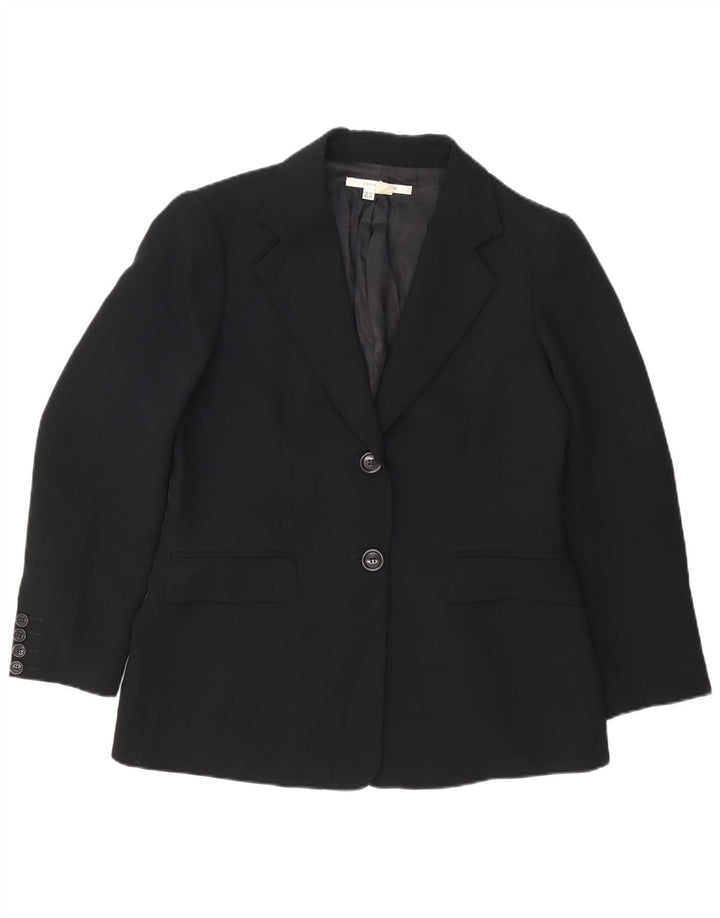 Zara Damen 2-Knopf-Blazerjacke EU 44 XL Schwarz Polyester