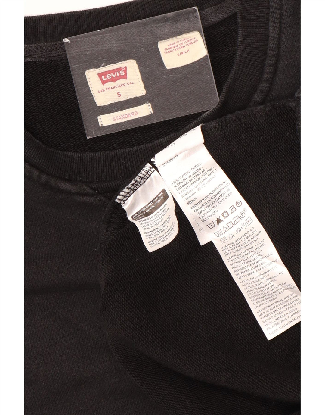 Levi's Herren Standard Sweatshirt Pullover Small Schwarz Baumwolle