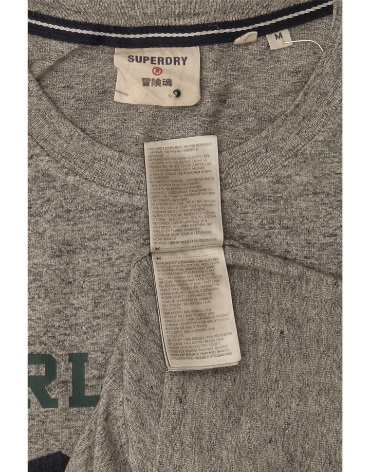 Superdry Herren Grafik-T-Shirt-Oberteil aus mittelgrau gesprenkelter Baumwolle