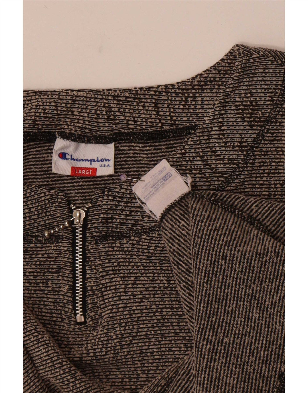 Champion Damen Crop Top Langarm UK 16 Large Grau geflecktes Polyester