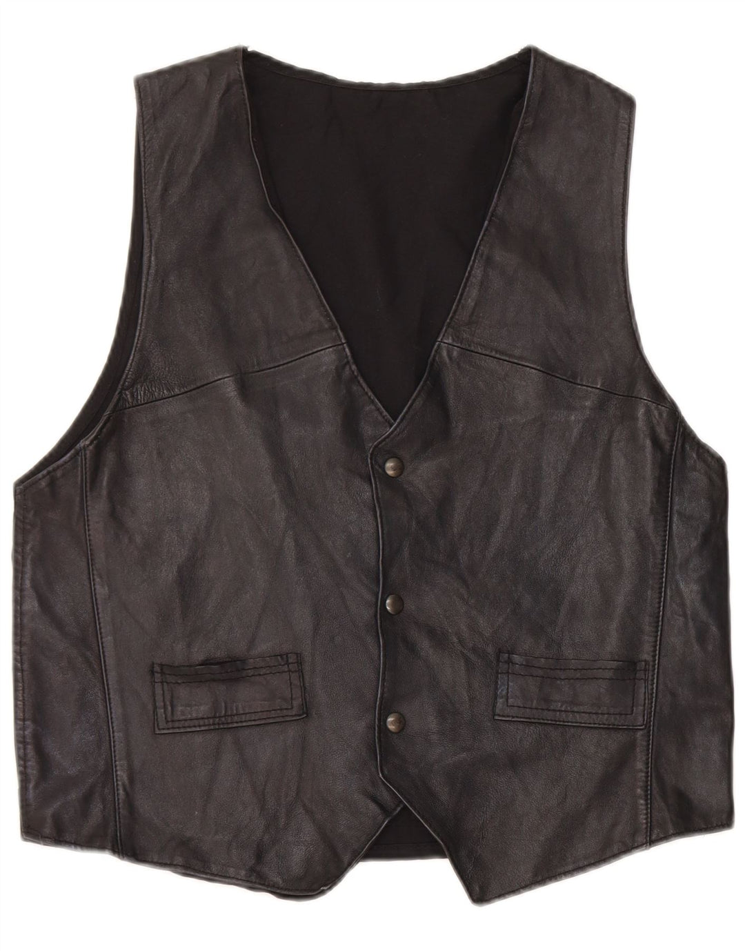 Vintage Herren Lederweste Medium Schwarz