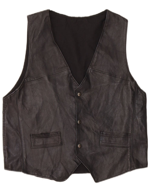 Vintage Herren Lederweste Medium Schwarz