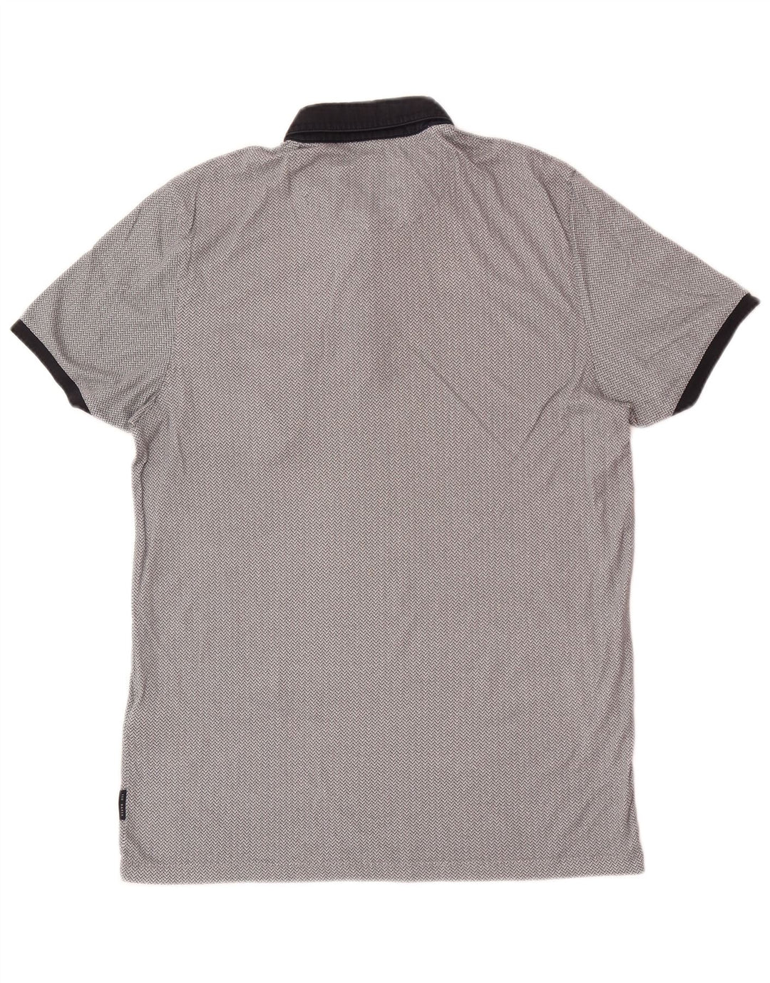 Ted Baker Herren-Poloshirt mit normaler Passform, Größe 3, mittelgraue, geometrische Baumwolle