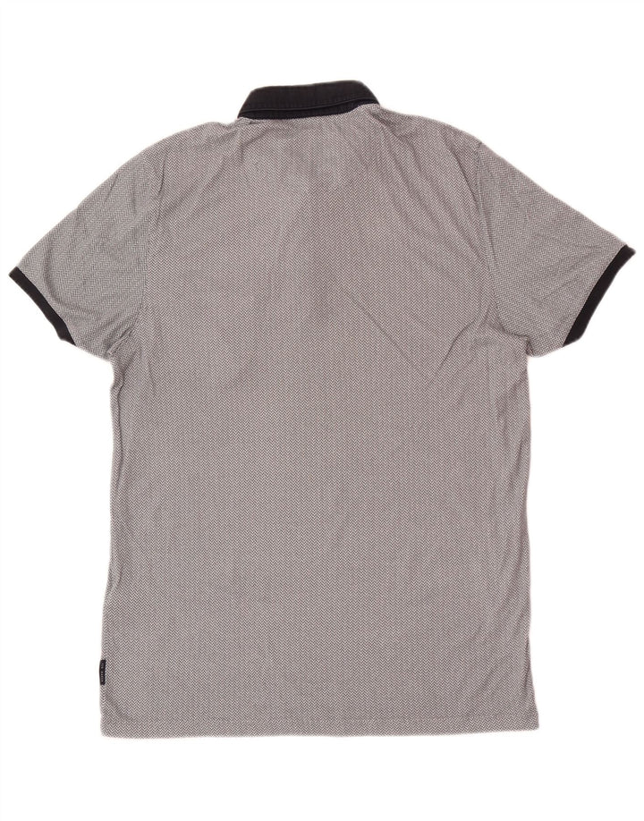 Ted Baker Herren-Poloshirt mit normaler Passform, Größe 3, mittelgraue, geometrische Baumwolle